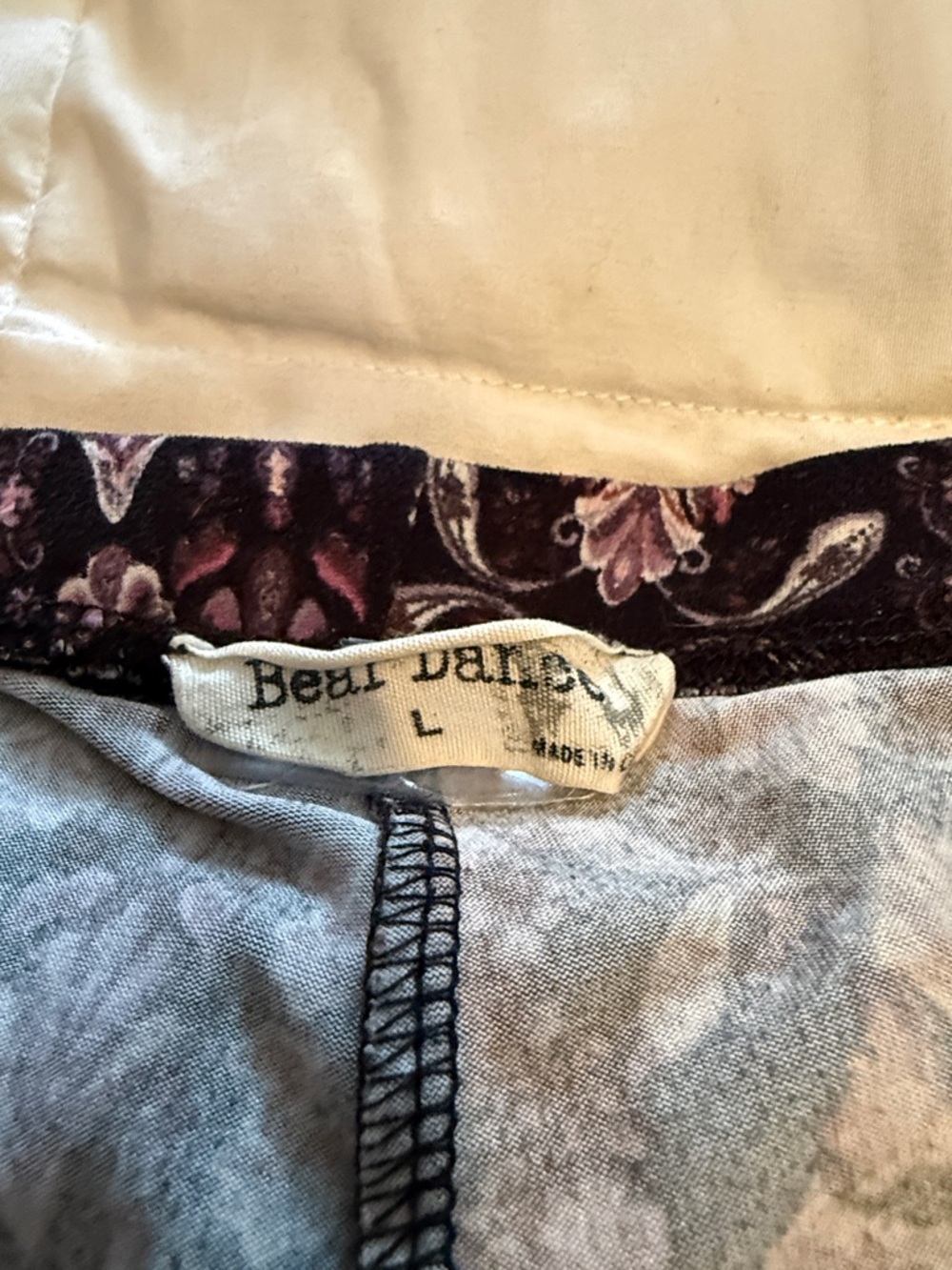 Bear Dance Womens Size L Flared Pants Paisley Floral Hippie Design Stretch Comfy - Picture 4 of 8